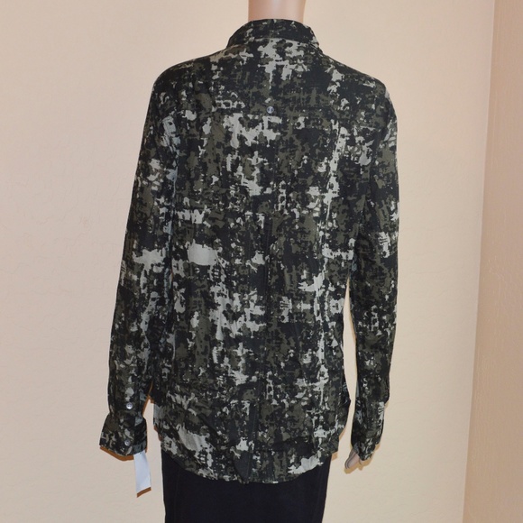 JAG Camouflage “Roan” Button Up Hi-Low Blouse NWT - Picture 7 of 8